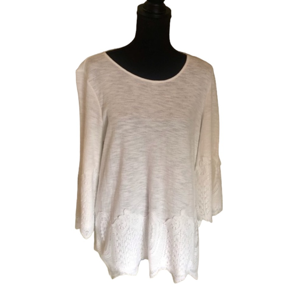 NWT Adrianna Papell Gauzy Crepe Crochet Blouse (LBin)